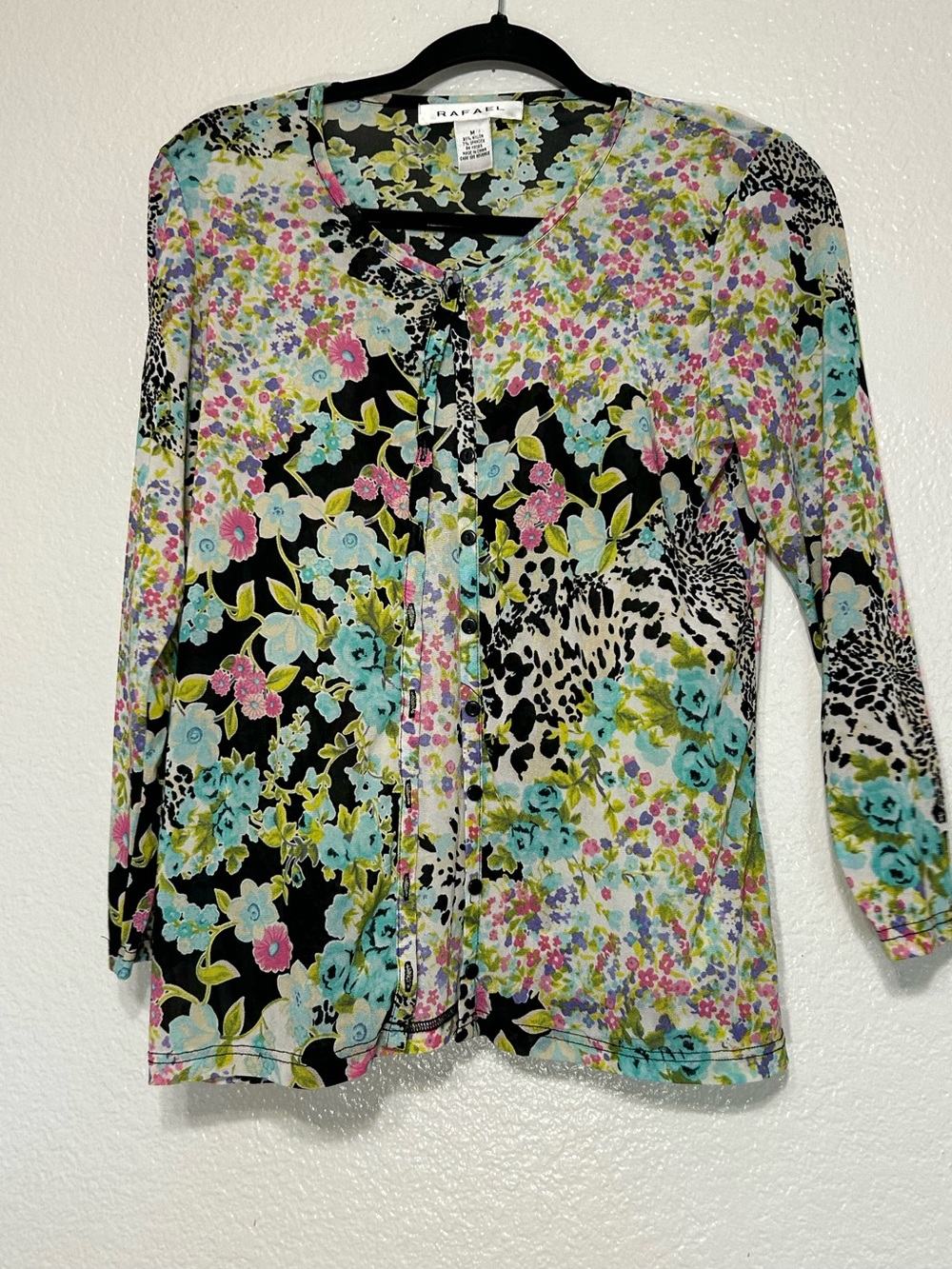 RAFAEL Multicolor Floral & Animal Print Button-Front Top